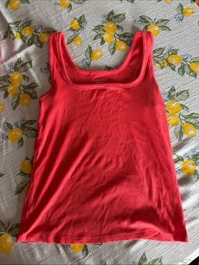 Nine West Bright Coral Ribbed Scoop Neck Tank
